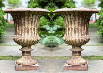 A Pair Of Elegant Cast Iron Neoclassical Urns