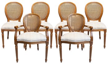 A Set Of 6 Vintage Louis XVI Style Balloon Back And Cane Dining Chairs