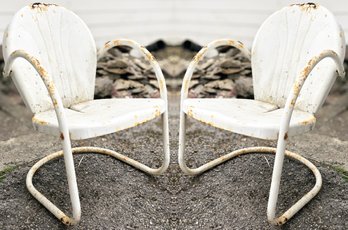 A Pair Of Vintage Metal Resort Chairs - C. 1950's