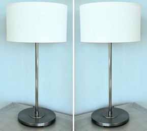 A Pair Of Modern Bronze Stick Lamps By Restoration Hardware