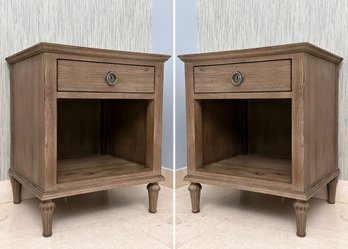 A Pair Of Reclaimed Oak Open Nightstands By Restoration Hardware