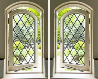 A Pair Of Antique Leaded Glass Windows - C. 1930's