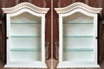 A Pair Of Painted Wood And Glass Medicine, Spice, Or Curio Cabinets