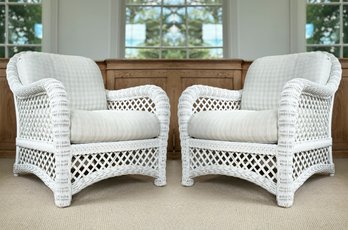 A Pair Of Classic Wicker Arm Chairs, Likely Lloyd Loom