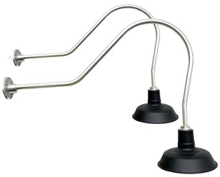 A Pair Of Modern Farmhouse Goose Neck Light IFixtures Are From Barn Light Electric