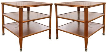 A Pair Of Fine Quality Vintage, Three Tiered Mahogany Side Tables By The Beacon Hill Collection