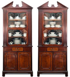 A Pair Of Vintage 1930's Federal Style Corner Cabinets By The Charak Furniture Company Of Boston