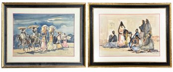 A Pair Of Original Watercolors By Jaime Oates (1912-2005)
