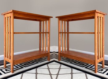 A Pair Of Mission Oak Book Cases, Or Petit Consoles