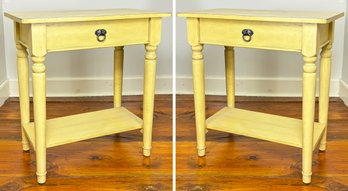 A Pair Of Painted Wood Nightstands By Pottery Barn