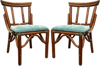 A Pair Of Vintage Mid Century Rattan Side Chairs