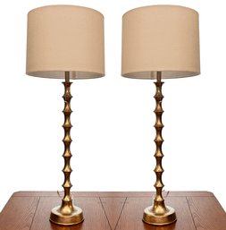 A Pair Of Gorgeous Modern Designer Brass Accent Lamps