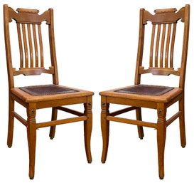 A Pair Of Eastlake Victorian Oak Side Chairs