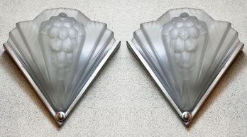 A Pair Of Art Glass Wall Sconces By Lalique