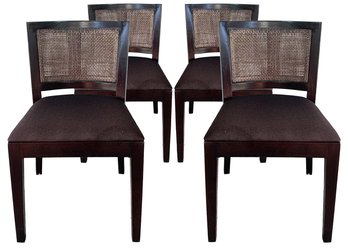 A Set Of 4 Modern Mahogany And Cane Side Chairs By Pacific Rim