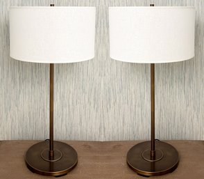 A Pair Of Modern Bronze Stick Lamps By Restoration Hardware