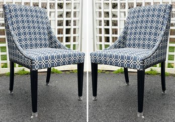 A Pair Of Modern Side Chairs In Geometric Print By Abbyson Living