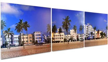 A Large Photographic Triptych:  Art Deco Hotels On Ocean Drive, South Beach Miami