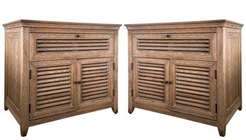 A Pair Of Shutter Nightstands In Reclaimed Oak By Restoration Hardware