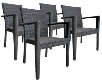 A Set Of 4 Modern Resin Wicker Arm Chairs By Harmonia Living