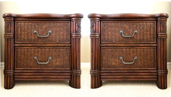 A Pair Of Reed Nightstands By Tommy Bahama