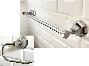 Elegant Vintage Chrome Bath Accessories - First Floor Powder Room