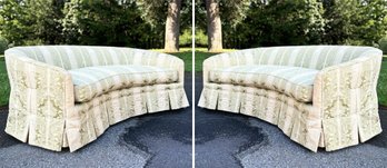 A Pair Of Custom Crescent Form Loveseats By George Smith LTD