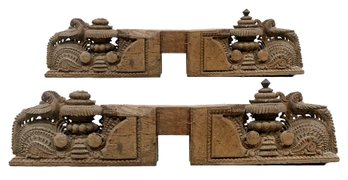 A Pair Of Antique Eastern Hand Carved Architectural Elements - Art Pieces