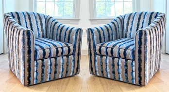 A Pair Of Modern Custom Upholstered Arm Chairs (1 Of 2 In Sale)