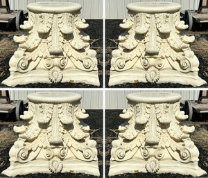 A Set Of 4 Massive Fiberglass And Foam Corinthian Column Capitals