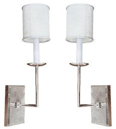 A Pair Of Modern Chrome Sconces, Possibly Visual Comfort