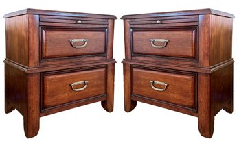 A Pair Of Modern Mahogany Nightstands