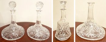 A Group Of 4 Fine Crystal Vintage Decanters