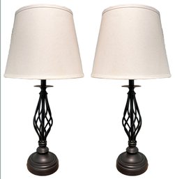 A Pair Of Wrought Iron Accent Lamps