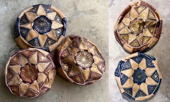 5 Vintage Moroccan Leather Poufs