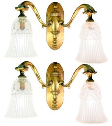 A Pair Of Vintage Brass Wall Sconces