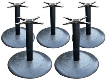 A Set Of 5 Vintage Mid Century Steel Pedestal Table Bases