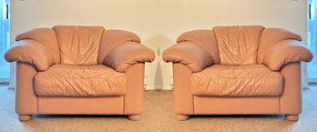 A Pair Of Vintage 1980's Leather Arm Chairs