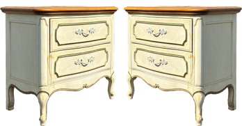 A Pair Of Vintage Painted Wood French Provincial Nightstands By Thomasville, C. 1960's