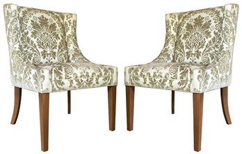 A Pair Of Vintage Armchairs In Velvet Brocade