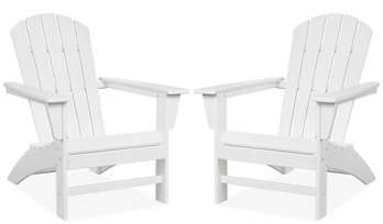 A Pair Of White Polywood Adirondack Chairs By Project 62