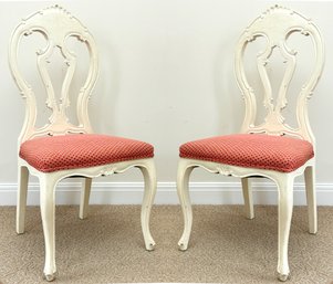 A Pair Of Painted Queen Anne Style Side Chairs