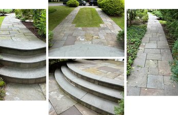 A Run Of Long Bluestone Patios - Including Curved Capstones - Most Not Mortared Over 1000 SF