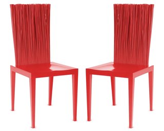 A Pair Of Italian Modern Jenette Chairs By Fernando And Humberto Campagna For Edra - Red