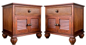 A Pair Of Coastal Plantation Style Nightstands By Tommy Bahama