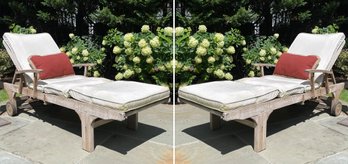 A Pair Of Chaise Lounges By Regal Teak - With Sunbrella Cushions