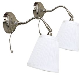 A Pair Of Brushed Steel Wall Sconces