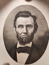 Very Old Etching Print Of Abraham Lincoln Portrait With Lincoln Memorial Remarque - Unframed