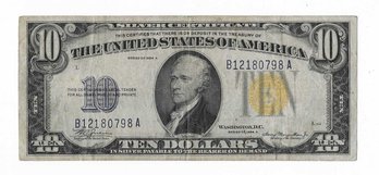 1934-A North Africa $10 Dollar Bill Silver Certificate Note