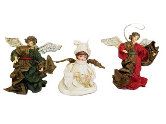 Trio Of Vintage Silvestri Old World Paper Mache Angel Figurines